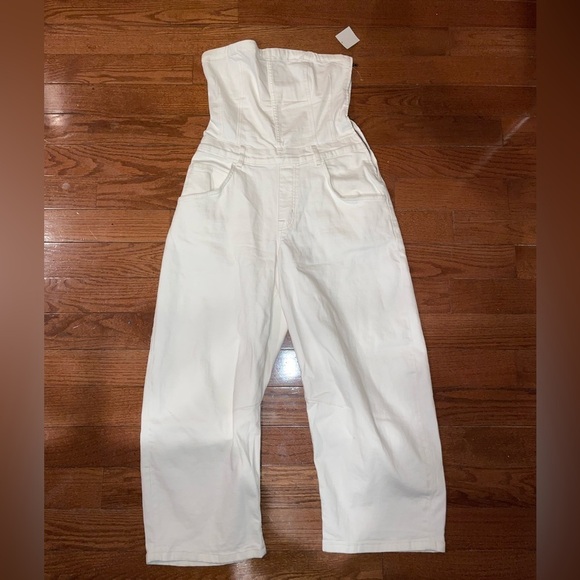 New! We the Free Denim Je Suis Pret Strapless Barrel White Jumpsuit 🤍Medium NWT! - Picture 7 of 10